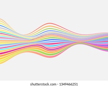Abstract Rainbow Geometric Pattern with Waves. Colorful Striped Structural Texture. 