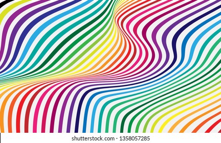 Abstract Rainbow Geometric Pattern with Waves. Colorful Striped Structural Texture. 