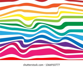 Abstract Rainbow Geometric Pattern with Waves. Colorful Striped Structural Texture. 
