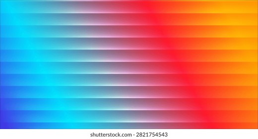 Abstract rainbow gradient background with horizontal 3D louvers pattern.