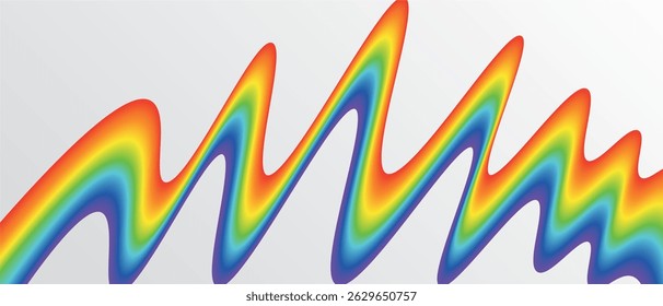Elemento abstrato do gradiente do arco-íris com linhas e ondas. Ilustração vetorial do fundo.