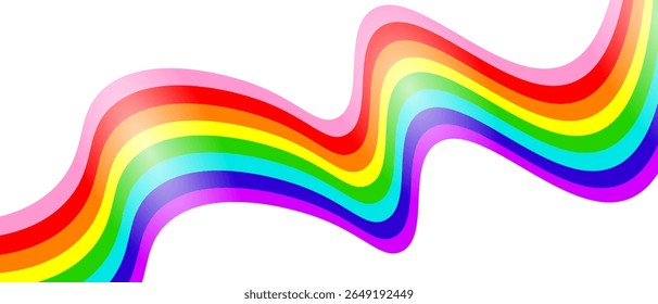 Abstract rainbow gradient element with lines and waves. Vector illustration of background.
