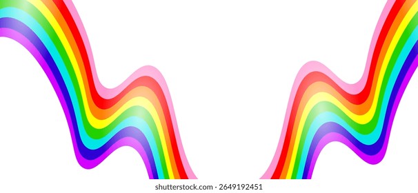 Abstract rainbow gradient element with lines and waves. Vector illustration of background.