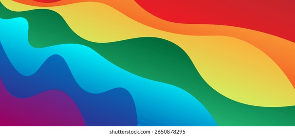 Abstract rainbow gradient element with lines and waves. Vector illustration of background.