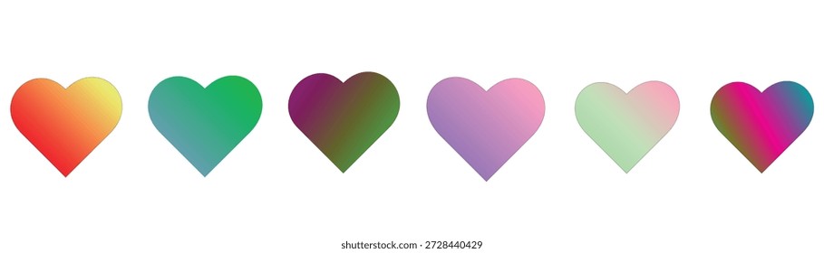 Símbolos Abstractas del corazón del gradiente del arco iris aislados en la lona blanca