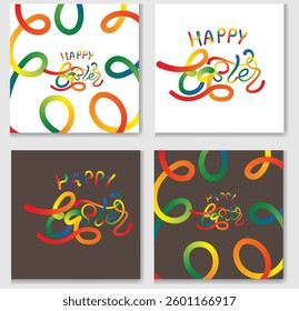 Abstract rainbow Gradient Line in the Shape background.Modern ribbon shapes, intertwined loops, smooth curves. Perfect for happy easter.Vector 