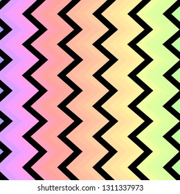 Abstract rainbow gradient zigzag background with black details 