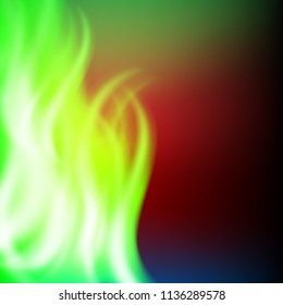 Abstract rainbow green fire background