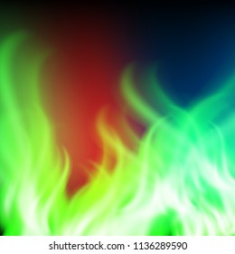 Abstract rainbow green fire background