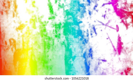 Abstract rainbow grunge halftone texture of rust. Vector illustration.