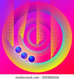 Abstract rainbow halftone vector frame, dot pattern in a circle shape. Trendy design element for the banner of the card.