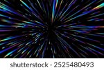 Abstract Rainbow Halo Rays on Black Background. Starburst or Sunburst with Rainbow Colors. Anime Burst Light Rays. Holographic Lens Flare Reflections Design Element. Vector Illustration.