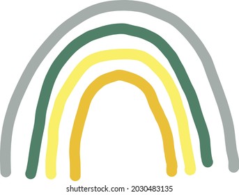 abstract rainbow hand drawn in boho style. trending colors 2021. doodle. card, poster, icon, design decor element