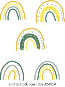 mano arcoíris abstracta dibujada al estilo boho. colores de tendencia 2021.doodle