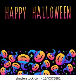 Abstract rainbow happy halloween card background. Modern pattern for halloween card, party invitation, wallpaper, holiday shop sale,  bag print, t shirt, workshop advertising etc.