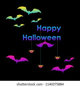 Abstract rainbow happy halloween card background. Modern pattern for halloween card, party invitation, wallpaper, holiday shop sale,  bag print, t shirt, workshop advertising etc.
