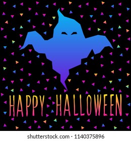 Abstract rainbow happy halloween card background. Modern pattern for halloween card, party invitation, wallpaper, holiday shop sale,  bag print, t shirt, workshop advertising etc.