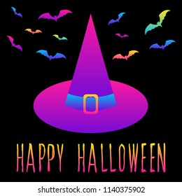 Abstract rainbow happy halloween card background. Modern pattern for halloween card, party invitation, wallpaper, holiday shop sale,  bag print, t shirt, workshop advertising etc.