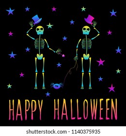 Abstract rainbow happy halloween card background. Modern pattern for halloween card, party invitation, wallpaper, holiday shop sale,  bag print, t shirt, workshop advertising etc.