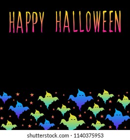 Abstract rainbow happy halloween card background. Modern pattern for halloween card, party invitation, wallpaper, holiday shop sale,  bag print, t shirt, workshop advertising etc.