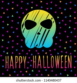 Abstract rainbow happy halloween card background. Modern pattern for halloween card, party invitation, wallpaper, holiday shop sale,  bag print, t shirt, workshop advertising etc.