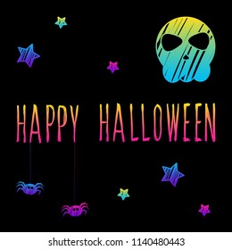 Abstract rainbow happy halloween card background. Modern pattern for halloween card, party invitation, wallpaper, holiday shop sale,  bag print, t shirt, workshop advertising etc.