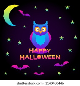 Abstract rainbow happy halloween card background. Modern pattern for halloween card, party invitation, wallpaper, holiday shop sale,  bag print, t shirt, workshop advertising etc.