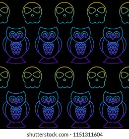 Abstract rainbow happy halloween seamless background. Modern pattern for halloween card, party invitation, menu, wallpaper, holiday shop sale, bag print, t shirt, workshop advertising etc.