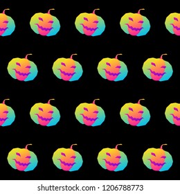 Abstract rainbow happy halloween seamless background. Modern pattern for halloween card, party invitation, menu, wallpaper, holiday shop sale, bag print, t shirt, workshop advertising etc.