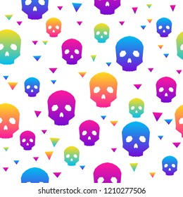 Abstract rainbow happy halloween seamless background. Modern pattern for halloween card, party invitation, menu, wallpaper, holiday shop sale, bag print, t shirt, workshop advertising etc.