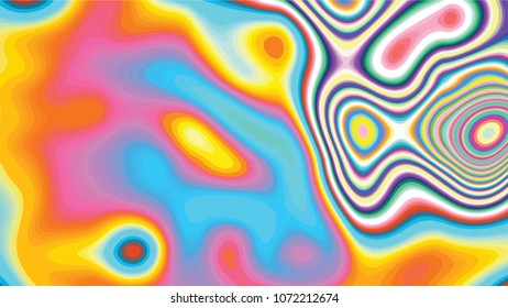 Abstract Rainbow Holographic Oil Slick Illustration. Geometric Wave Colored Stains. Vector Background 