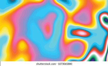 Abstract Rainbow Holographic Oil Slick Illustration. Geometric Wave Colored Stains. Vector Background 