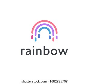 Icône abstraite arc-en-ciel, demi-cercle coloré emblème créatif. Dessine le modèle de logo de lignes colorées. Concept de logotype d'art pour l'entreprise, les start-ups et la nature. Logo image vectorielle.