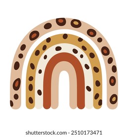 Abstract rainbow illustration with polka dots in earthy tones vector illustration leopard clipart