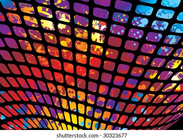 Abstract rainbow ink splat background with wave mesh