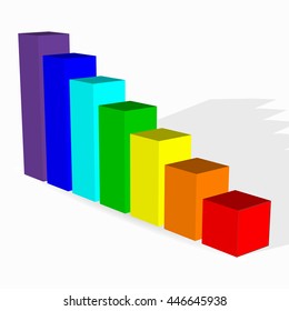 Abstract rainbow ladder 3d with shadow for business. Vector illustration on a white background.