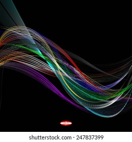abstract rainbow line colored wave rainbow band on black background vector