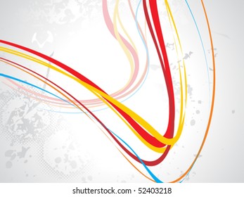 abstract rainbow line wave with grunge vector illustration