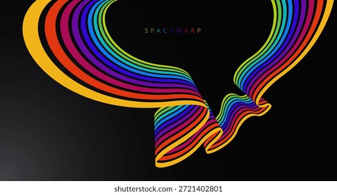 Líneas Abstractas del arco iris en perspectiva 3D, fondo del Vector con rayas coloridas, tema de la educación preescolar de los niños, diseño positivo y brillante.
