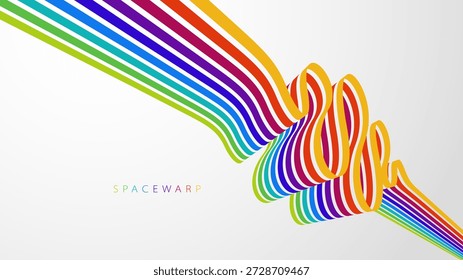 Líneas Abstractas del arco iris en perspectiva 3D, fondo del Vector con rayas coloridas, tema de la educación preescolar de los niños, diseño positivo y brillante.