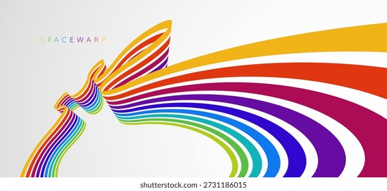 Abstrakte Regenbogenlinien in 3D-Perspektive, Vektorhintergrund mit bunten Streifen, Kinder Vorschulbildung Thema, positive und helle Design.