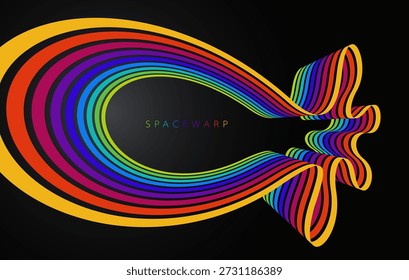 Líneas Abstractas del arco iris en perspectiva 3D, fondo del Vector con rayas coloridas, tema de la educación preescolar de los niños, diseño positivo y brillante.
