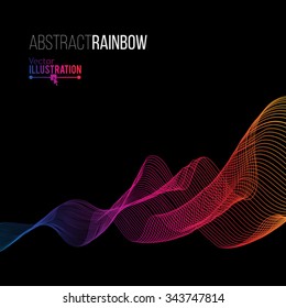 Abstrakter Regenbogen Linien Design. Farbige Linien, abstrakter Hintergrund für Poster / Flyer / Decken / Präsentationen / Visitenkarten. Vektorillustration Illustration.