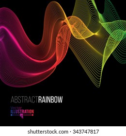 Abstract Rainbow Lines Design. Moving Colorful Lines Abstract Background for Posters / Flyers / Covers / Presentations/ Business Cards. Vector Illustration.