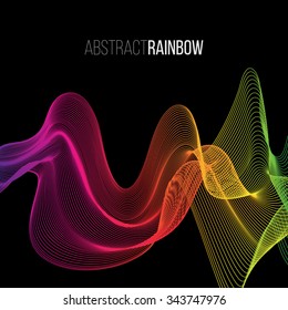 Abstract Rainbow Lines Design. Moving Colorful Lines Abstract Background for Posters / Flyers / Covers / Presentations/ Business Cards. Vector Illustration.