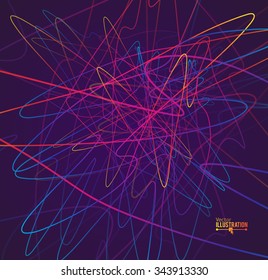 Abstract Rainbow Lines on Dark Background. Moving Colorful Lines Abstract Background for Party Posters / Covers / Presentations / Brochures. Vector Illustration.