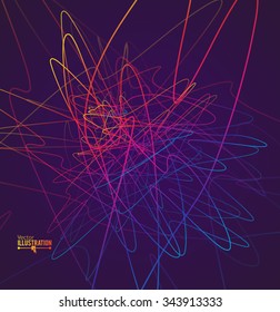 Abstract Rainbow Lines on Dark Background. Moving Colorful Lines Abstract Background for Party Posters / Covers / Presentations / Brochures. Vector Illustration.