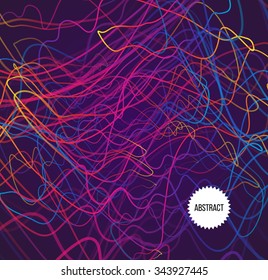 Abstract Rainbow Lines on Dark Background. Moving Colorful Lines Abstract Background for Party Posters / Covers / Presentations / Brochures. Vector Illustration.