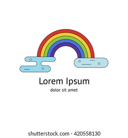 Abstract rainbow logo template. Colorful line modern style. Can be used as logo goods for children, corporate identity, website etc. Vector