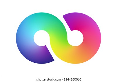 Abstract rainbow mesh simbol background. Blurred colorful backdrop form of a infinity. Vector illustration for your logo, graphic design, template, banner, poster or website.